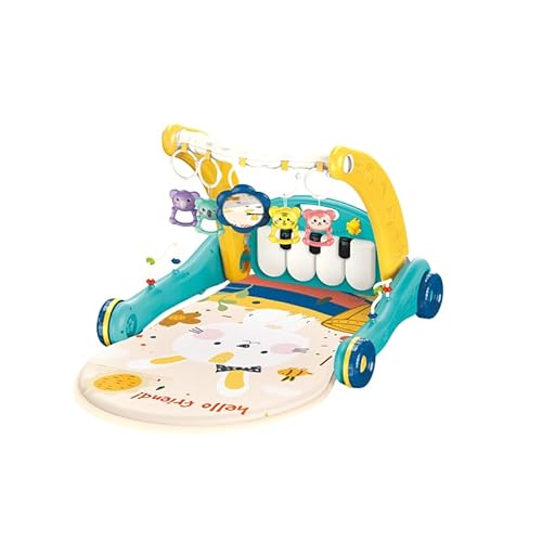 Apaeoflベビージム プレイジム&ウォーカー 押し車 室内遊具 折りたたみ コンパクト 収納便利 知育おもちゃ付き 赤ちゃん ベビー おもちゃ 0歳 お昼寝 玩具 出産祝い プレゼント(オレンジ・レッド) (ペダルグリーン)