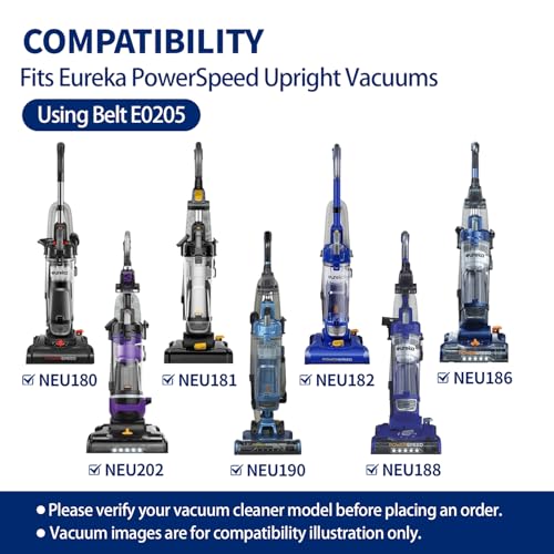 Image of Replacement Belts Part E0205 for Eureka PowerSpeed Upright Vacuum,Fits NEU180 NEU181 NEU181A NEU182 NEU182A NEU182B NEU186 NEU188 NEU188A NEU188B NEU190 NEU192 NEU192A NEU202 NEU203 NEU280 (Pack of 4)
