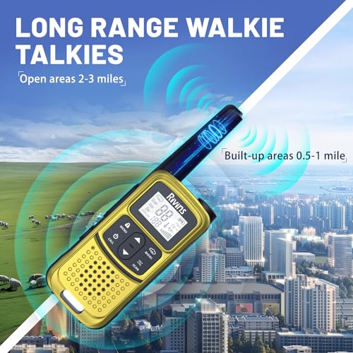 Radios Walkie Talkies Long Range: Rivins F22 Rechargeable Walkie Talkies for Adults, NOAA, 1400mAh Li-ion Battery USB-C Cable, LED Flashlight, VOX FRS Two Way Radio for Hiking Hunting, Camping, 4 Pack - Image 6