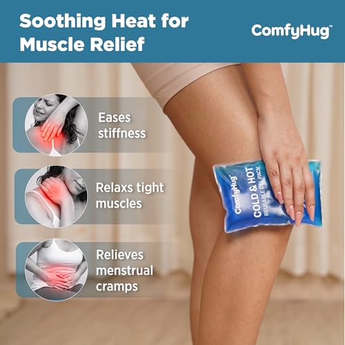 Image of ComfyHug Reusable Cold and Hot Gel Pack with Wrap (Pack of 3) - Flexible Ice Pack for Pain Relief, Swelling, Sprains & Injuries - Freezer Cooling /Hot Water Heating Pad for Muscle Relief (4 inch x 7 inch)