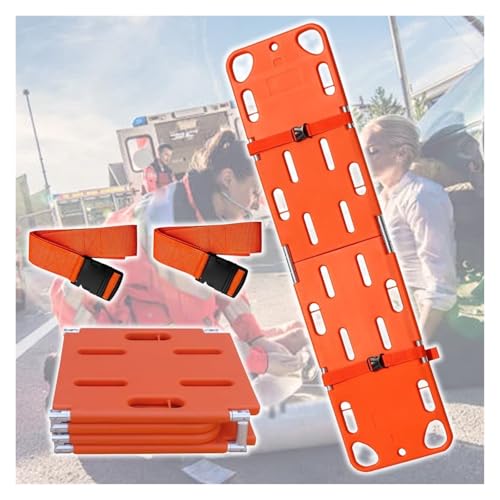 JYHHCYS Water Floating Stretcher, Four-Fold Orange Lightweight Spine Board Stretcher, Rescue Spine Boards with Seat Belt for Pool Emergencies, Weight Capacity 350lbs