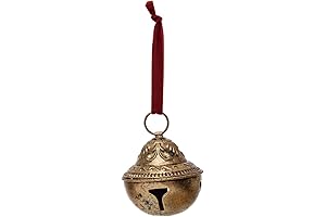 Embossed Metal Sleigh Bells with Velvet Ribbon
