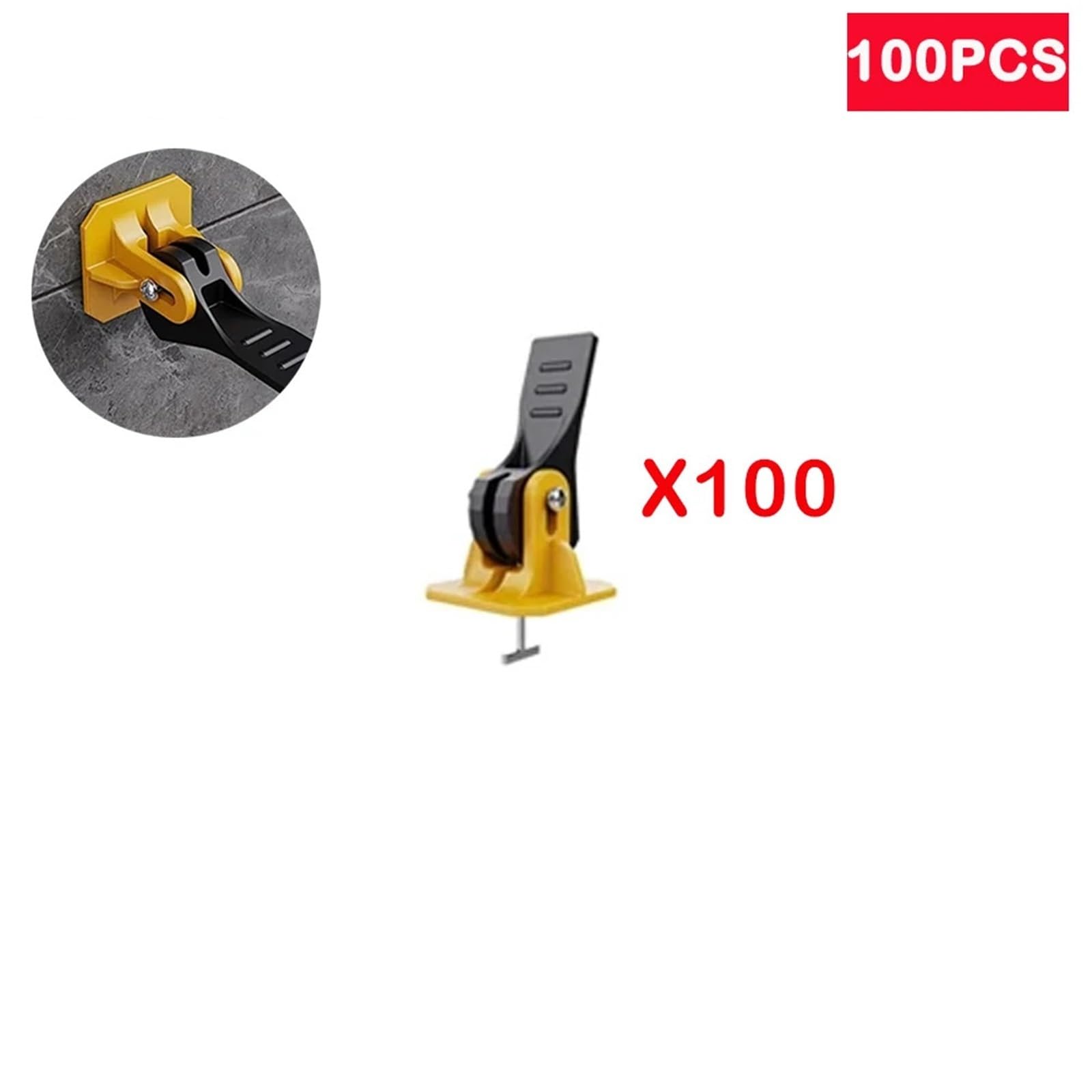 Système de nivellement carrelage, 100 à 200 pièces, clips, outils construction, niveleur, ajusteur, localisateur, entretoises for mur en porcelaine Pour la Pose de Carreaux Sol(100pcs yellow)