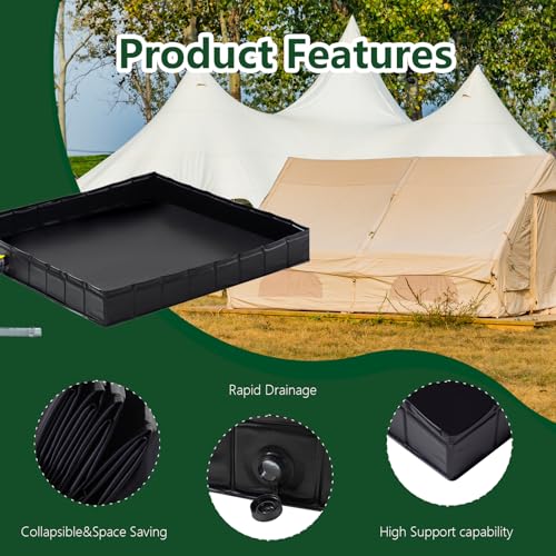 Base para ducha portátil plegable de PVC Wintogo, con desagüe desmontable, ideal para RV y uso interior o exterior miniatura 5