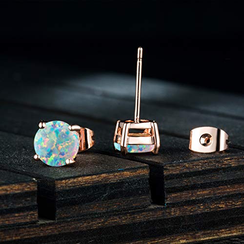 925 Sterling Silver Hypoallergenic Opal Stud Earrings, Opal October Birthstone Earrings for Women3