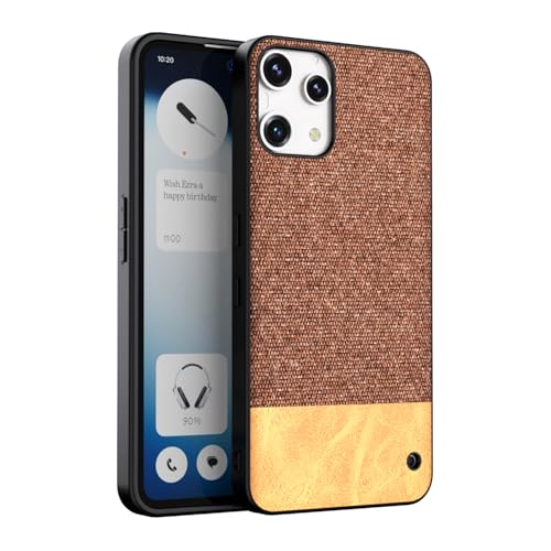 Image of Kapa Soft Fabric & Leather Hybrid Protective Back Cover for Nothing Phone 3A LITE | Shockproof Slim Hard Anti Slip Back Case (Brown)