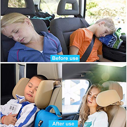 Image of Car Headrest Pillow, Roadpal Adjustable Sleeping Headrest for Car Seat, Head Neck Support Rest Pillows for Kids Adults Travel, Fits ONLY Seats with 2 Metal Rods, PLS Check Before Purchase