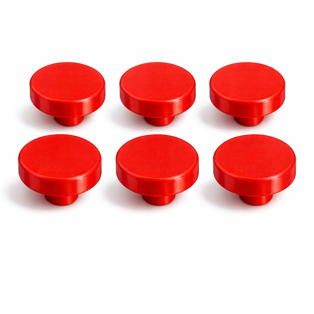 6-Pack Children’s Round Door Knobs – 4 cm Pull Handles for Cupboards, Wardrobes & Drawers – Colourful Modern Furniture Knobs (Red Drawer Knobs) — image 1