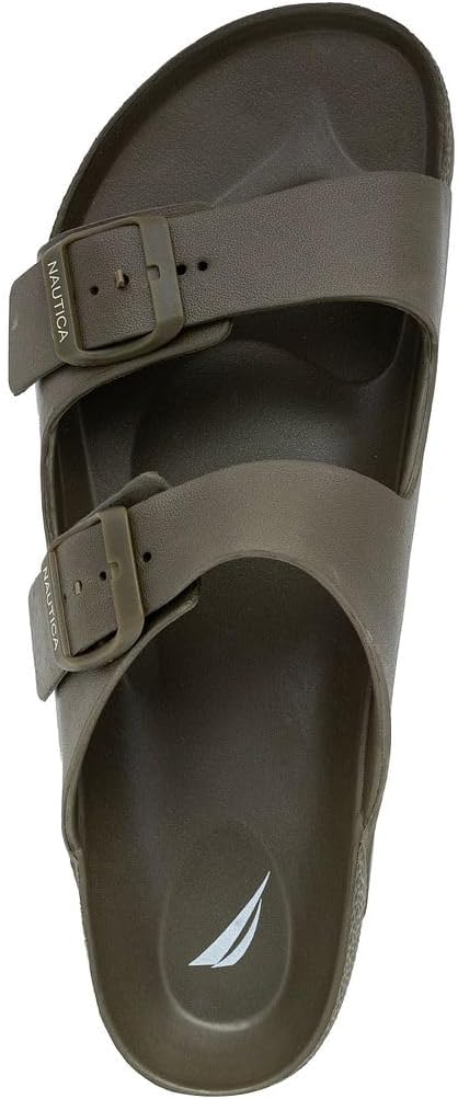 Nautica Men’s Two-Strap EVA Slide Sandals, Adjustable Buckle Comfort Footbed, Lightweight Waterproof Slip-On Beach and Casual Pool Sandals
