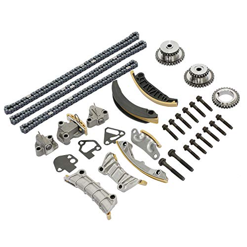 Timing Chain Kit with Tensioner Guide Rail Sprocket | for Buick Enclave Lacrosse Cadillac CTS SRX Chevy Equinox Malibu Traverse GMC Acadia Pontiac Saturn & More | Replaces# 9-0753S