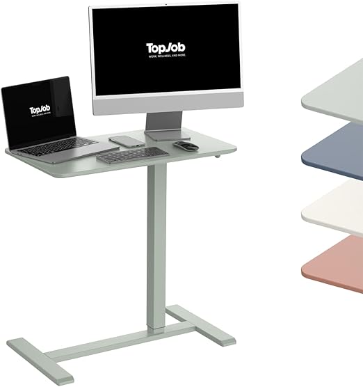 ANYDESK NEST Mobile Standing Desk, Portable with Hidden Wheels non Folding, Sit Stand Desk, Computer Workstations, Home Use, Couch Side Table, Bedside Table, Kitchen Prep Table, Cordless (Mint)
