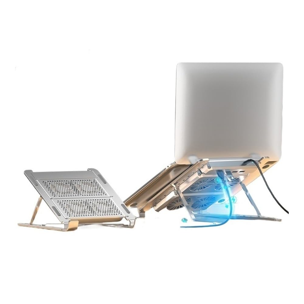 Podstawka pod laptopa na biurko Aluminiowa podstawka pod laptopa z 4 wentylatorami chłodzącymi, składany uchwyt interfejsami USB