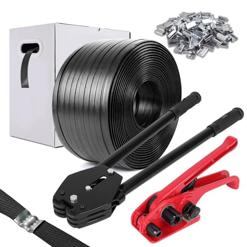 WCM Strapping Banding Strapping Kit Poly Strapping Kit Packaging Banding Tool with 12MM x 800M Length Polypropylene Strapping Coil Roll Certified 140KG Break