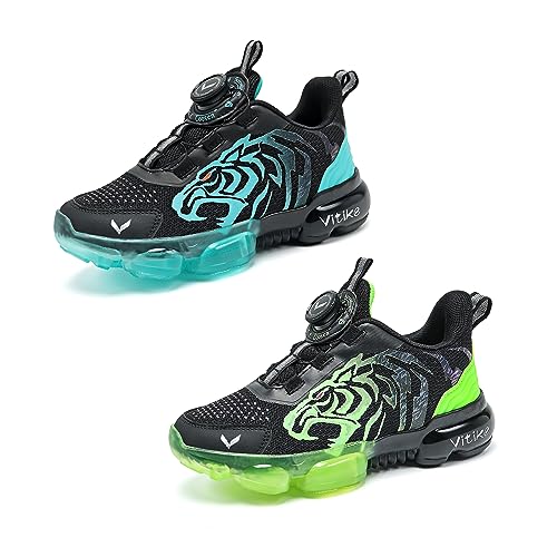 Kids Sneakers Running Tennis Shoes Black Blue Green Big Kid 5