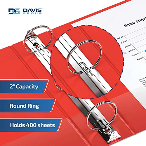 Image of Easyview 3-Ring Binder, Clear-View Cover, 2 inch Round Rings, Red, 6 Pack