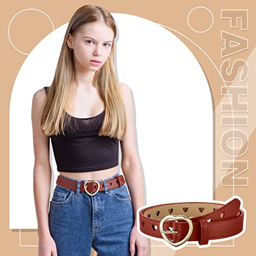 Hicarer 8 Pcs Girls Belt Size 8-15 Kids Toddler Belt Hollow Design Metal Buckle Adjustable for Jeans Dress, 8 Colors2