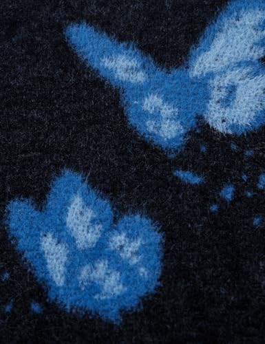 Unisex Knit Sweater Oversized Harajuku Hip Hop Style with Blue Butterfly Graphic3