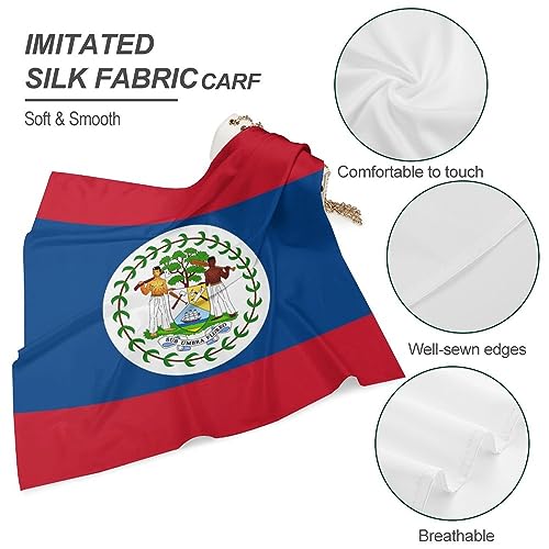 Flag of Belize Women's Neckerchief Scarf Square Head Scarves Head Hair Wrap Bandana4