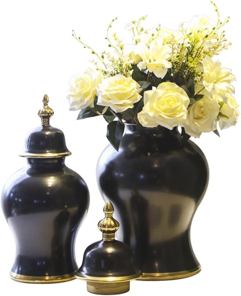Porcelanowy wazon na słoik, ceramiczny dekoracyjny słoik na imbir z pokrywką, nowoczesny ceramiczny błyszczący