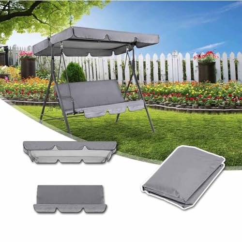 Waterproof Porch Swing Canopy & Cushion Replacement Set for 2/3-Seater Patio Chairs | Outdoor Seat Cover with Weather-Resistant Top Canopy