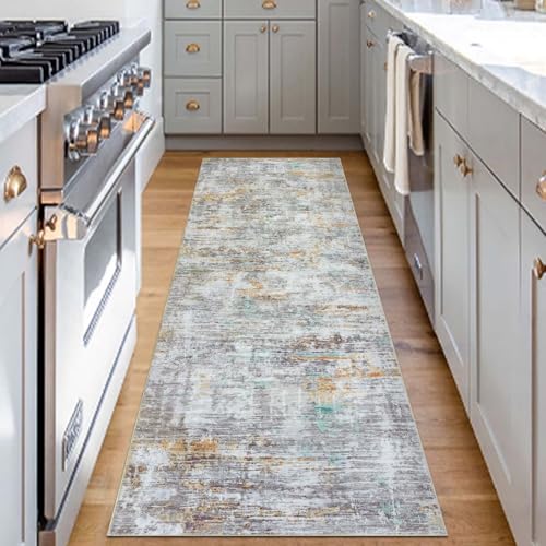 Famibay Hallway Runner Non Slip Runner Rug 50x150cm Grey Washable Narrow Hall Carpet Runners for Hallway Kitchen Entryway Laundry Room