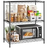 DurayLoly 450LBS Storage Shelves 3 Tier Metal Shelving Unit Adjustable Wire Shelving Storage Rack Pantry Shelves for Kitchen Laundry Office Dorm Closet Bathroom 24" W x 30" H x 14" D Black