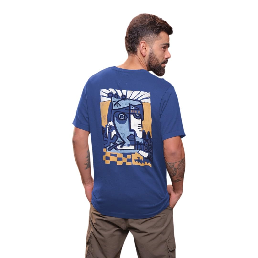 wrogn Men's 220 GSM Pure Cotton T-Shirt | Abstract Back Print | Oversized Print-picture-35