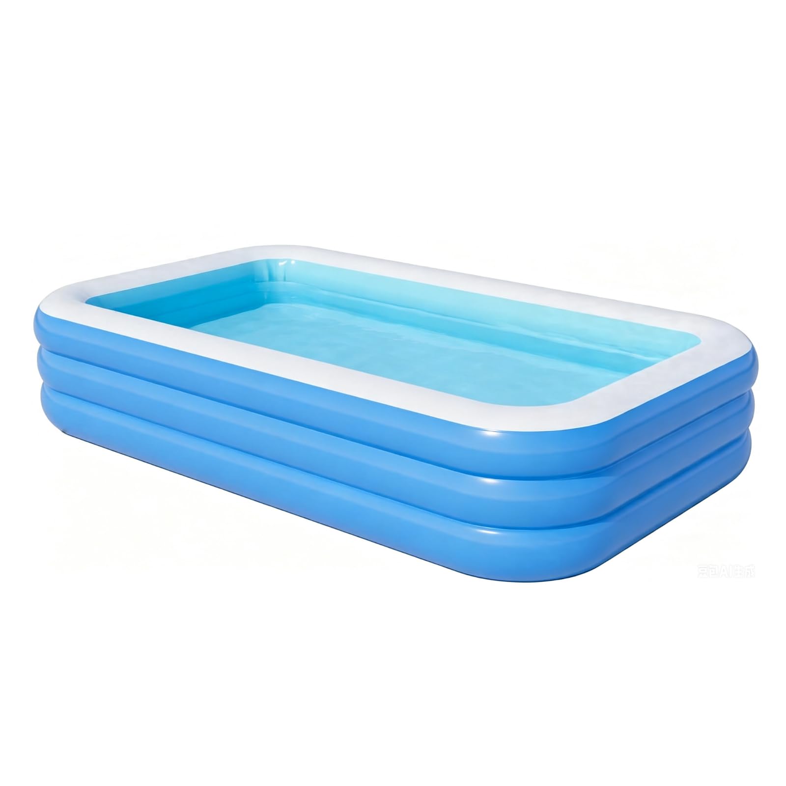 3 Tier Inflatable Pool for Adults, 71" x 51" x 12" Large Rectangle Blow Up Family Swimming Pool, Durable Thickened Above Ground Pool for Backyard, Outdoor, Garden, Summer Water Party — image 1