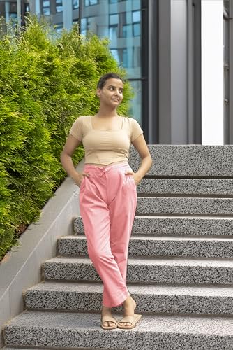 Image of Women's Cotton Regular Fit Trousers - Comfortable and Stylish Casual Office Wear Kurti Pants for Daily Use, Soft and Breathable Fabric