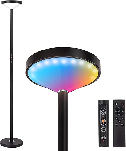 Lámpara de pie RGB que cambia de color, LED 2 en 1, lámpara alta colorida y blanca para dormitorio, lámpara de pie súper brillante de 22 W, luz de