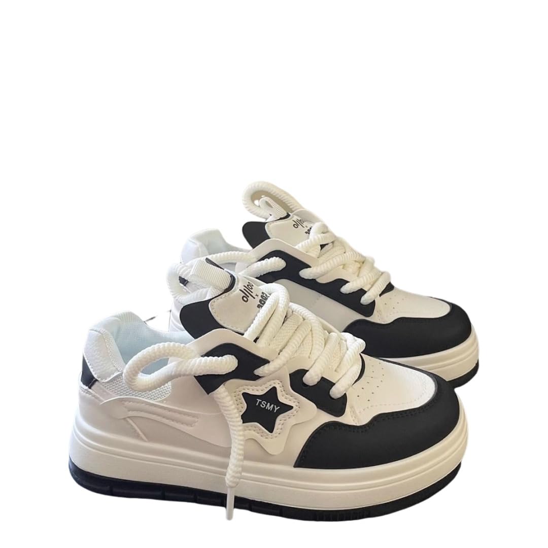 knictto Star Shoes Chunky Sneakers Cute Colorful Platform Laces Up Athletic Streetwear for Women for Sports and Hiking Comfort Slip-Resistant