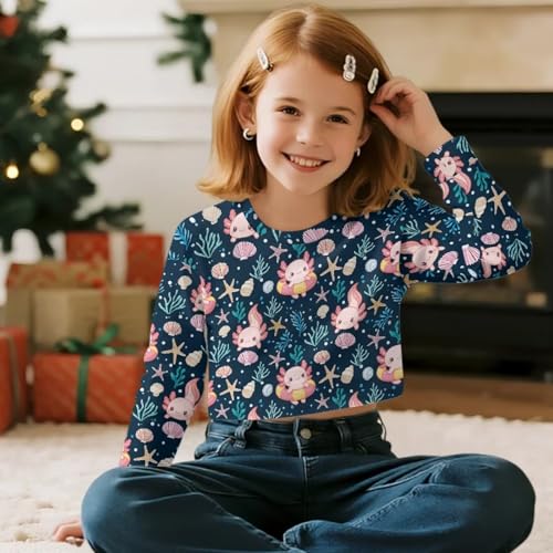 Cute Shirts for Girls Comfy Fall Tops Cropped Design Tees for Kids 5-143