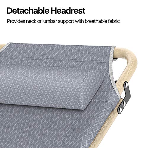 Flexzion Folding Lounge Chair, Reclining Outdoor Lounger, Foldable Chaise Lounge Cot, Portable Lounge Chairs For Outside, Beach, Patio, Backyard, Pool Chair With Removable Padded Headrest, Gray #TOP2