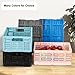 PAG-Mass Heavy Duty Plastic Milk Crates for Storage, 4-Pack Stackable Storage Bins for Organizing, Collapsible Storage Basket with Handle for Groceries, Suitable for Home Office School Store, Blue