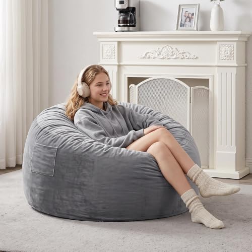 Image of 4 Ft. Bean Bag Chair for Adults, Teens, Kids with Memory Foam Filling