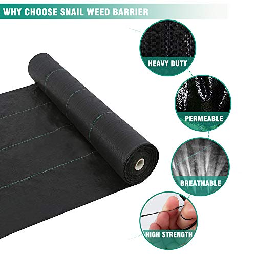 Snail 6ft x 300ft Weed Barrier Landscape Fabric Premium 5oz Pro Heavy Duty Ground Cover Anti-Weed Gardening Mat High Permeability Easy Setup Commercial Outdoor Weed Mat - Thumbnail 2