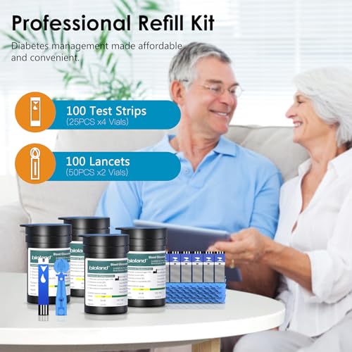 G-425-2 Blood Glucose Monitor Kit, 100 Test Strips, 100 Lancets, 1 Blood Sugar Monitor, 1 Lancing Device, Diabetes Testing Kit No Coding, Glucometer Large Display, Glucose Meter for Home Use