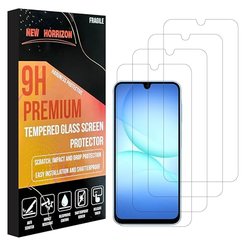 New Horrizon [4-Pack Screen Protector for Samsung Galaxy A17 / A16 / A26 5G / 4G [LifetimeSupport] Tempered Glass Film, [Impact-Protection][Anti-Shatter][Anti-Scratch]