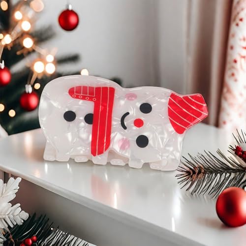 Pinza para cabello navideña Gaduupa Snowman rojo y blanco brillo para mujeres y niñas 1 pieza miniatura 7