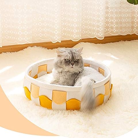 Katzenbett Rund, Bequemes Katzennest Weich Haustierbett Hundebett Katzenkorb Katzensofa Cover