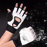 4-teiliges Set Half Finger Taekwondo Training Boxhandschuhe und Fußbezüge, Taekwondo/Muay Thai Training/Boxsack Gym Half Mitts Sparring - 5