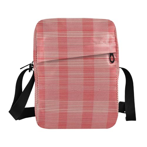 messenger bags over the shoulder bags for men Woman Shoulder Handbags Adjustable Strap for Shopping Shopping- Checked Red Coral