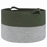 INDRESSME Large Laundry Storage Basket, 21.7 x 13.8 Blanket Baskets for Organizing Decorative Rope B