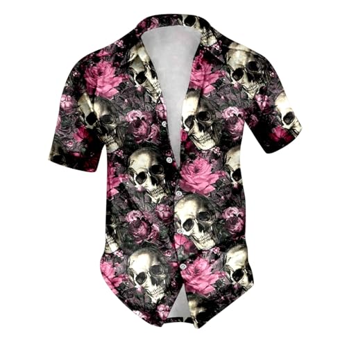 Chemise manches courtes homme col rond imprimé sang coupe large