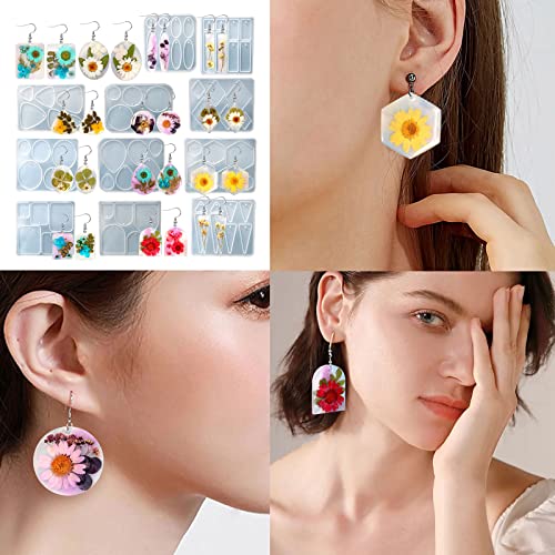 Jewelry Resin Casting Mold Fashion Pattern Necklace Pendant Earring Crystal Epoxy Kit Handmade Craft Silicone Necklace Pendant Molds for Resin Casting - Thumbnail 2