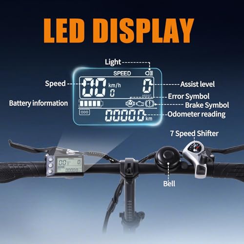 TWOFISH Electric Bike for Adults, Folding Electric Bicycle with 36V 17.8AH Removable Battery, 20"x 3.0" Tire, Disc Brakes, LED Display, Dual Seat, Up to 100km Range, TF-02 (Green) - Image 4