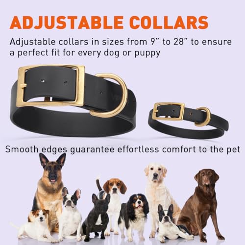 Image of Viper Biothane Heavy Duty Waterproof Dog Collar Strong Coated Nylon Webbing w /Solid Brass Hardware Odor-Proof Easy to Clean High Performance Fits Small Medium or Large Dogs, Black