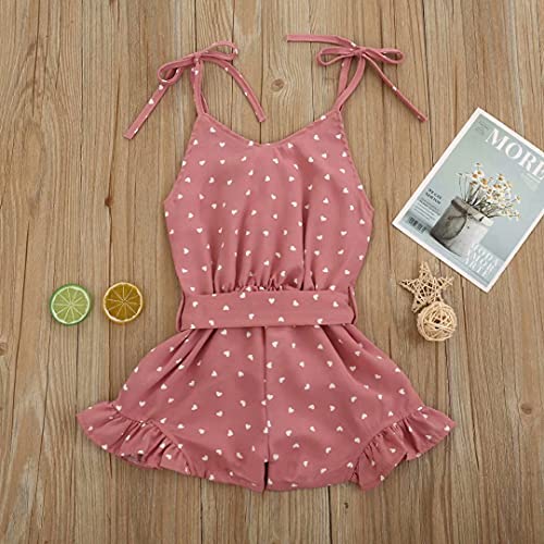 Toddler Girl Clothes 5T Baby Strap Sleeveless One Piece Halter Romper Casual Summer Jumpsuit, Pink Heart 2-3T/100Cm #TOP2