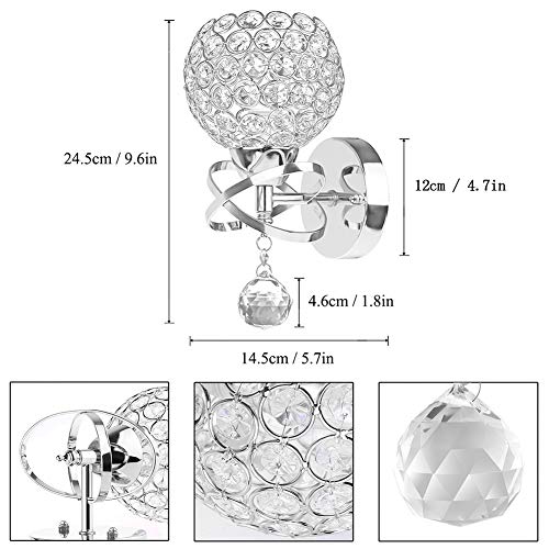 Sunsbell Modern Luxury Crystal Wall Lamp Chrome Finish Small Wall Sconce Bathroom Living Room Lighting Fixture Decor With E14 Light Bulb #TOP3