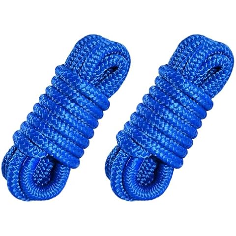 2 Pack Dock Lines 1/2" x 15' Boat Dock Lines for Boat Double Braided Nylon Dock Line with 12” Eyelet, Marine Grade Boat Rope/Dock Line, Sturdy and Hi-Performance (Blue) Cover